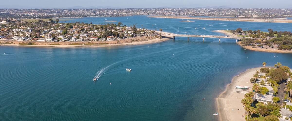 Crown Point and Fishermans Channel in Mission Bay, San Diego