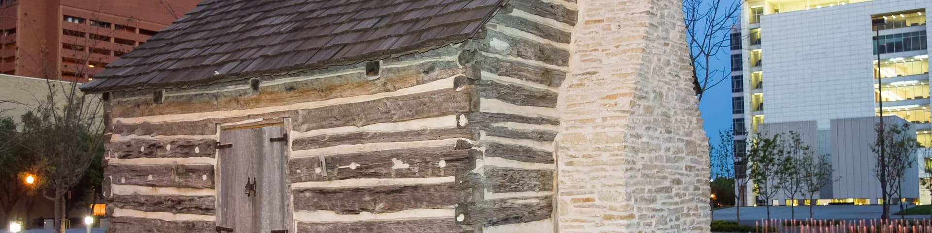 John Neely Bryan Cabin at Pioneer Plaza in Dallas, Texas