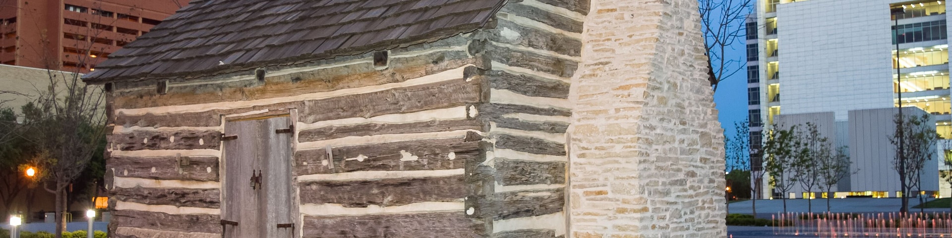 John Neely Bryan Cabin at Pioneer Plaza in Dallas,  Texas