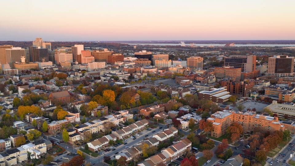 Wilmington Delaware Late Afternoon Light Downtown City Skyline