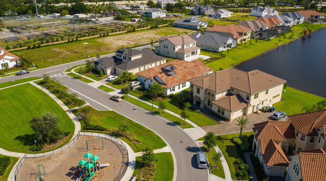 Aerial drone image of luxury homes in Orlando Florida