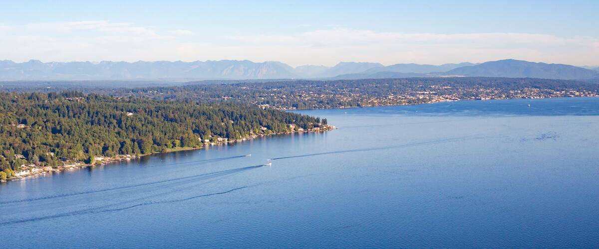 Aerial of Juanita, Kirkland, Bellevue and Lake Washington