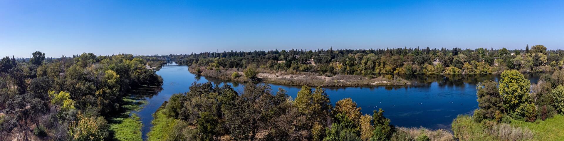Panorama of American river in sacramento