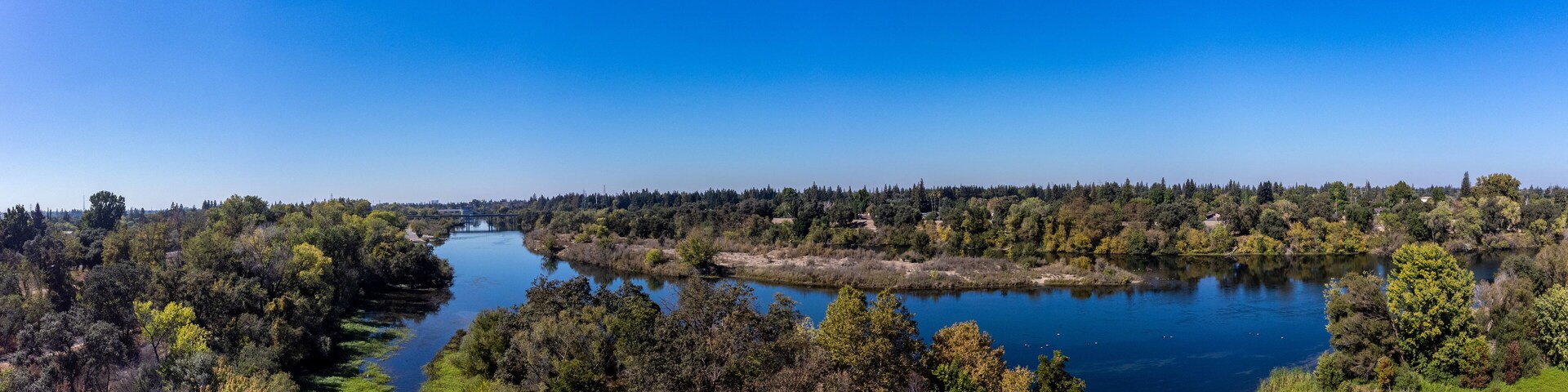 Panorama of American river in sacramento