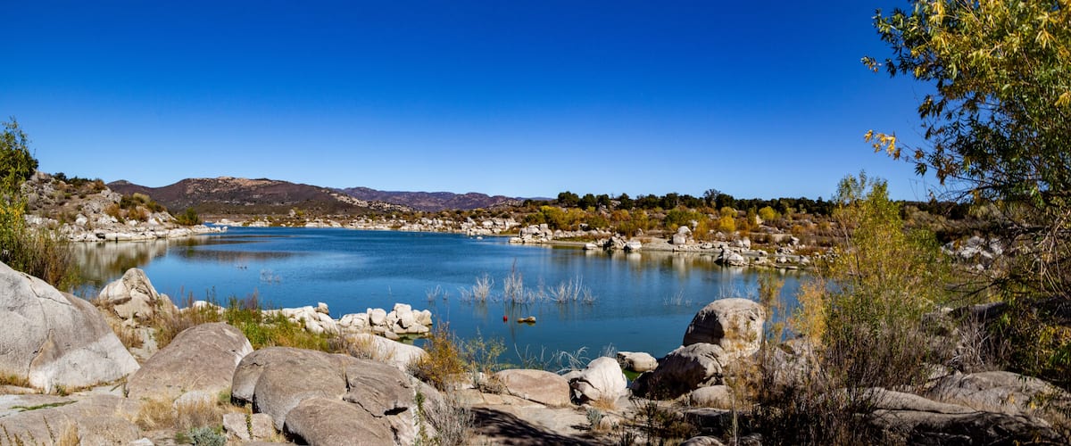 Campo, CA, USA - November 13, 2021: Lake Morena is a pleasant spot to enjoy water sports near San Diego.