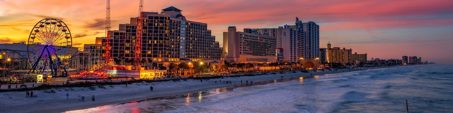 Colorful sunset above Daytona Beach, Florida