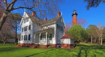 Keepers quarters and the Currituck Beach Lighthouse near Corolla, North Carolina
