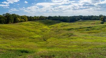 Battlefield in front of the Illinois memorial to the civil war battle of Vicksburg in Mississippi