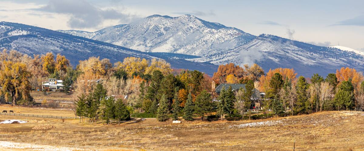 Fall Colors and Fresh Winter Snow in Boulder County, Colorado
