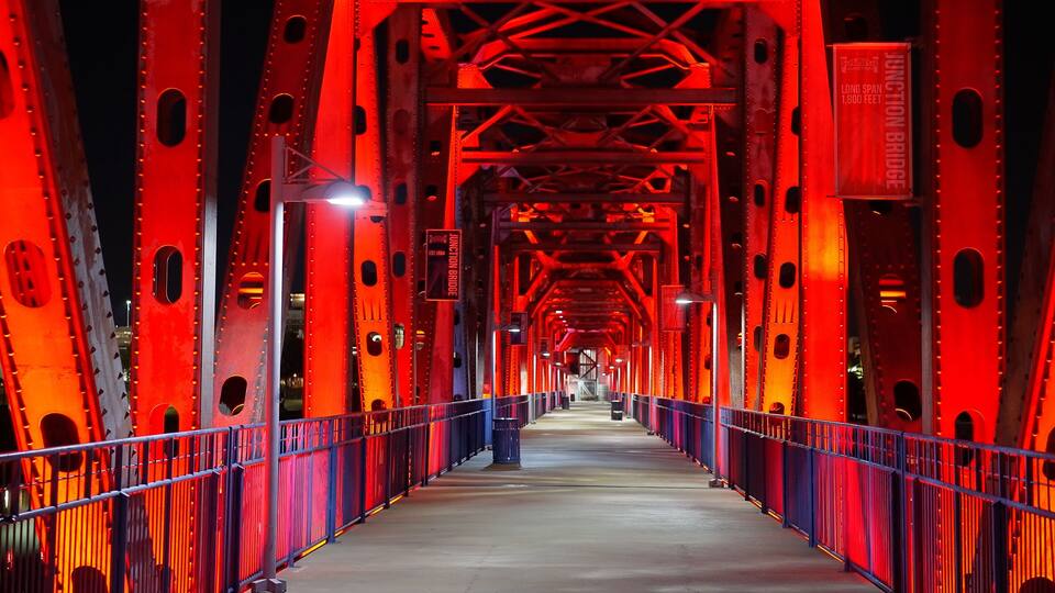 Junction Bridge in Little Rock illuminated at night - travel photography
