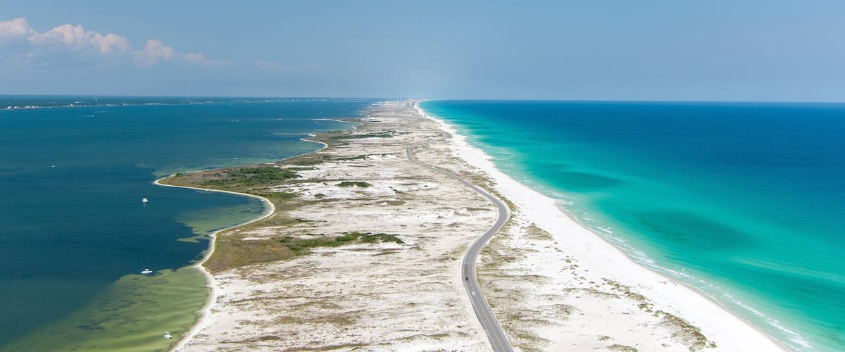 Aerial view of Opal Beach in Pensacola, Florida