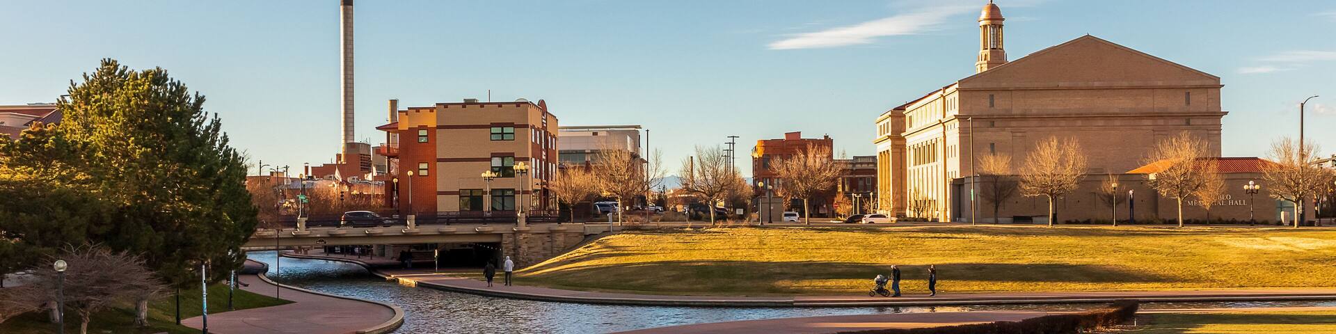 Scenic view of Historic Arkansas Riverwalk in Pueblo, Colorado