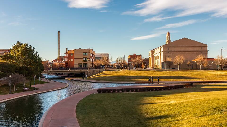 Scenic view of Historic Arkansas Riverwalk in Pueblo, Colorado