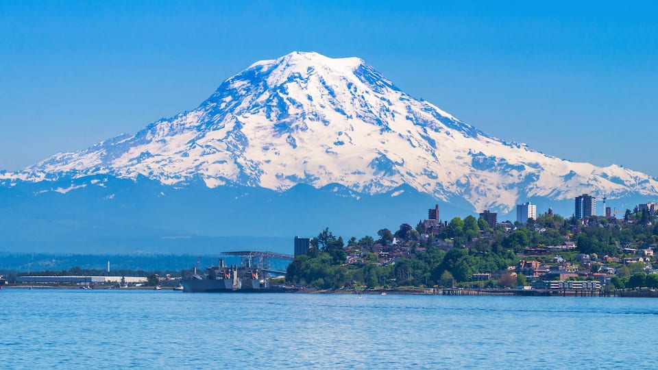 Mount Rainier and Tacoma from Point Ruston