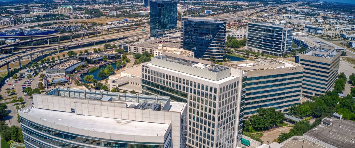 Aerial View of Downtown, Plano Texas in the DFW Metro
