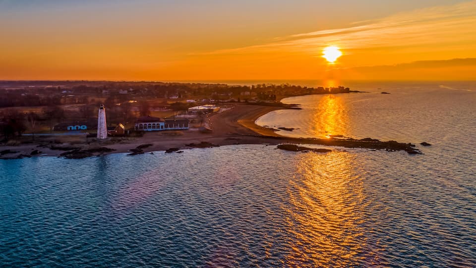 5 Mile POitn and Morgan Point in New Haven and East Haven at Sunrise