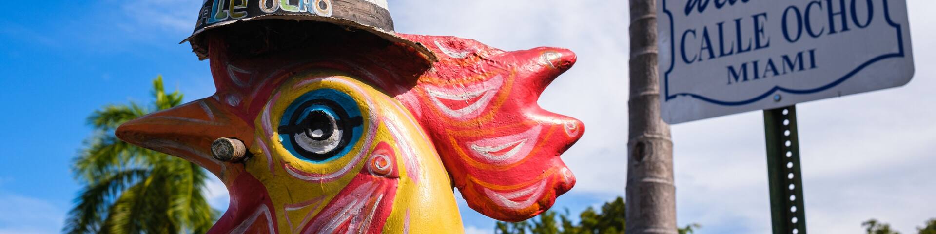 Cityscape scene along popular Calle Ocho in historic Little Havana in Miami