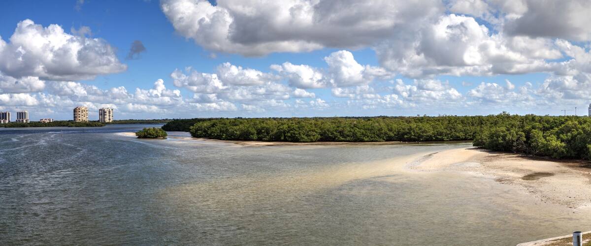 Panoramic of Estero Bay with its mangrove islands in Bonita Springs