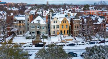 Historic Homes in the Ghent Section of Norfolk Virginia After a Snow Storm
