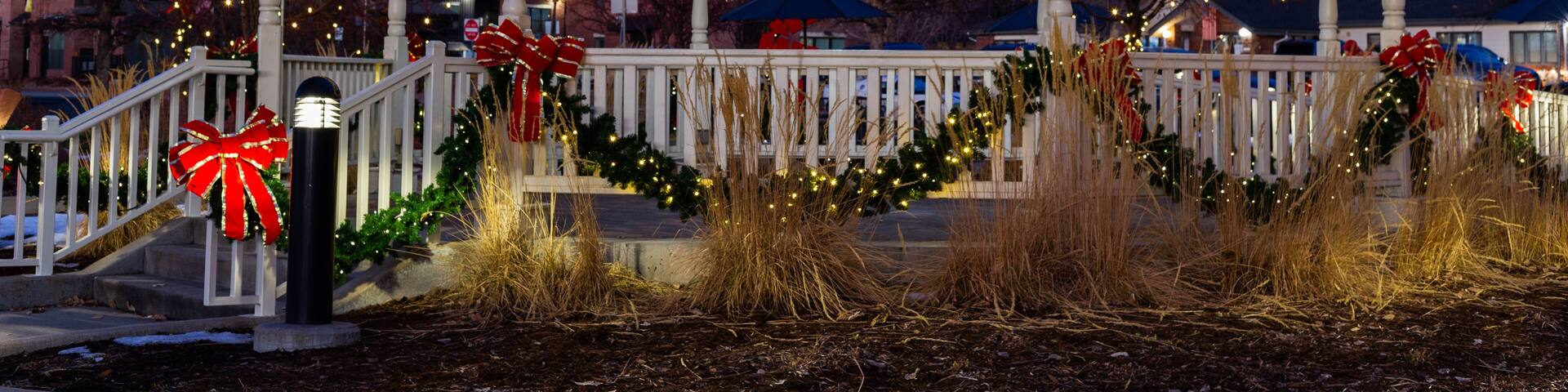 Gazebo decorated for the holidays in Parker, Colorado