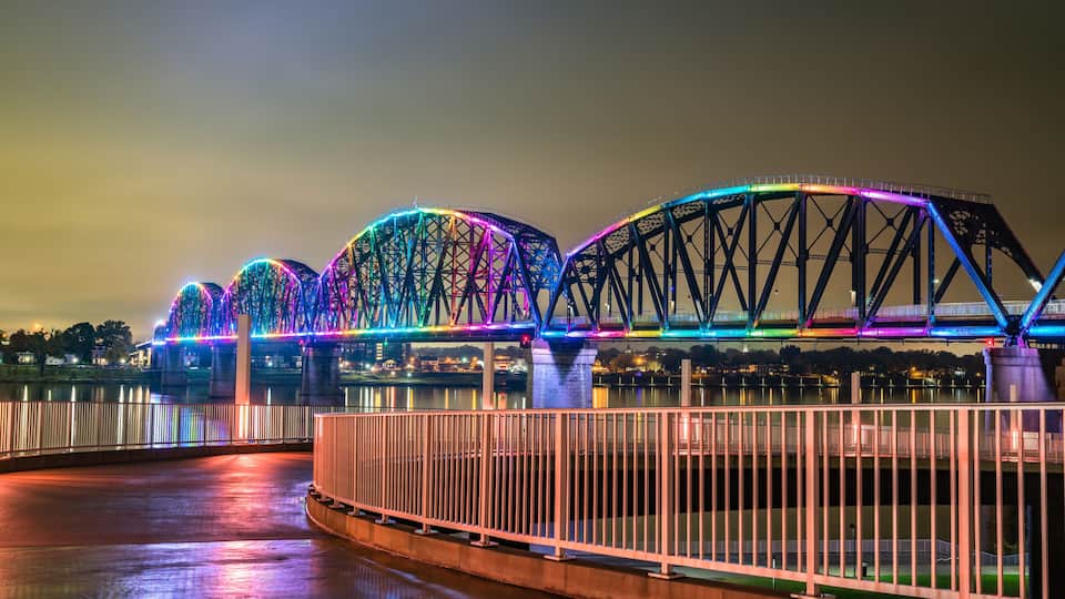 Big Four Bridge across Ohio River between Louisville, Kentucky and Jeffersonville, Indiana
