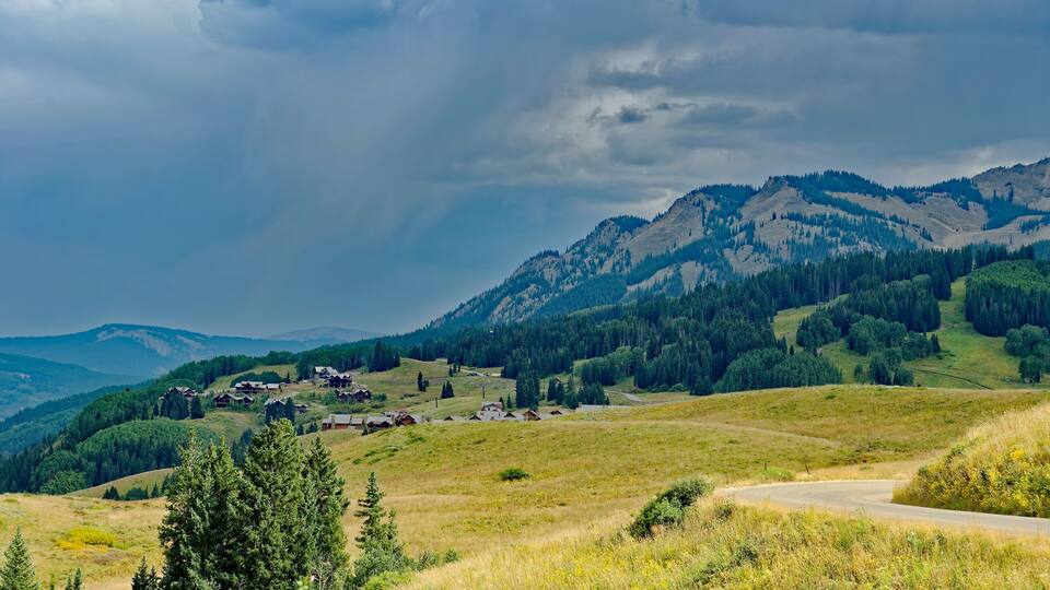 Southward view from Gothic of the landscape near Crested Butte, Colorado, U.S.A.