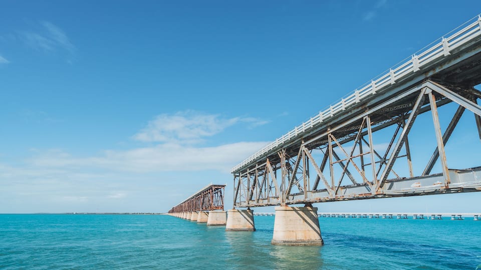 Bahia Honda State Park, Florida Keys. Old rustic overseas highway bridge.
