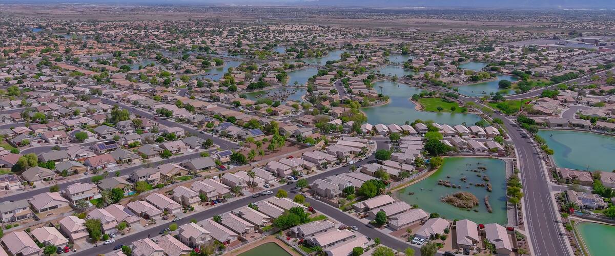 Aerial view desert Avondale small town city near of state capital Phoenix Arizona