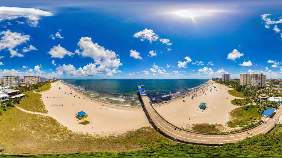 Aerial photo Pompano Beach Fisher Family fishing pier