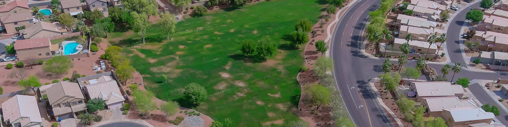 Overlooking view of a small town a Avondale in the desert of Arizona