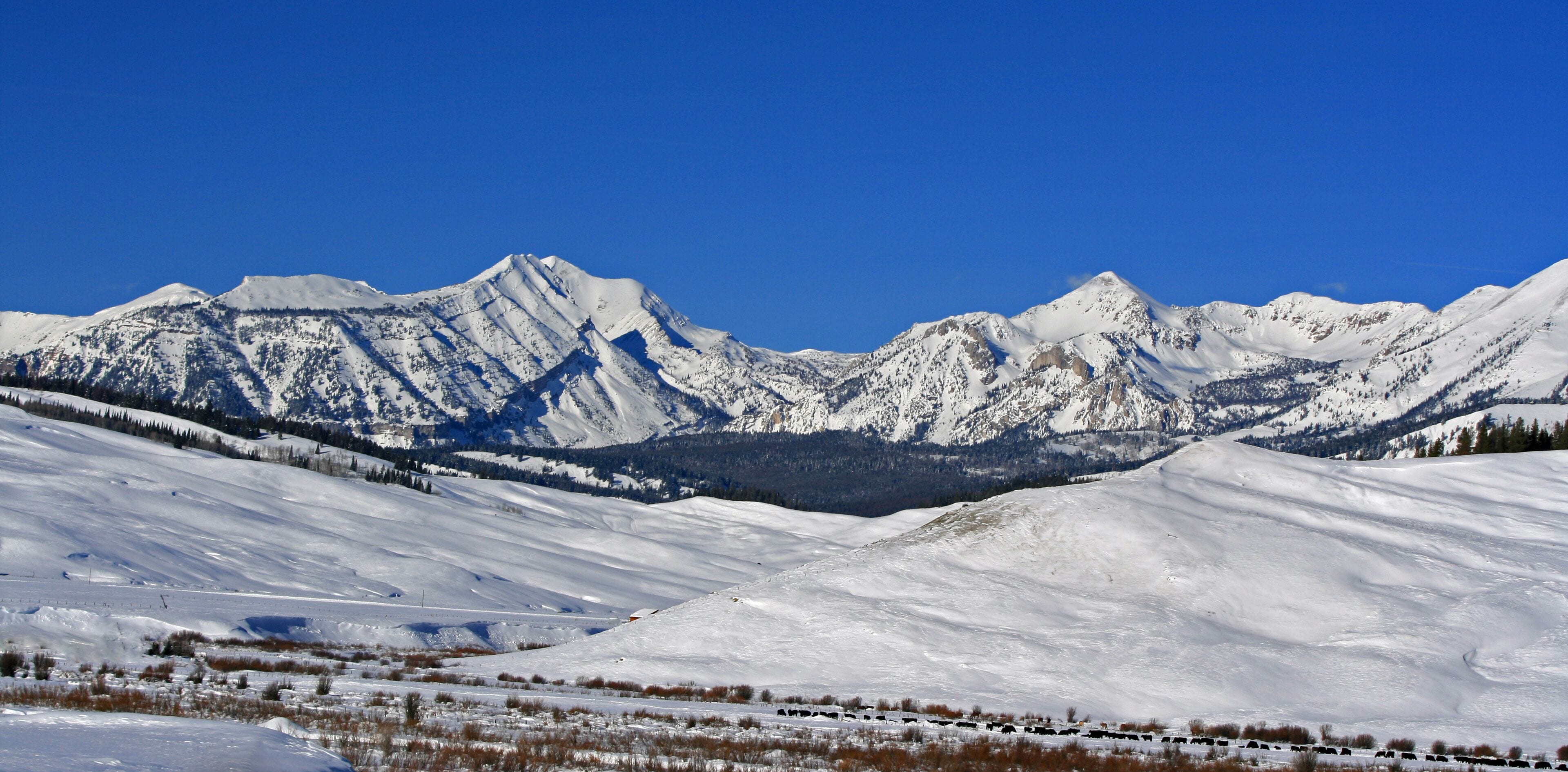 Doubletop Mountain Peak in the Gros Ventre Range in the winter