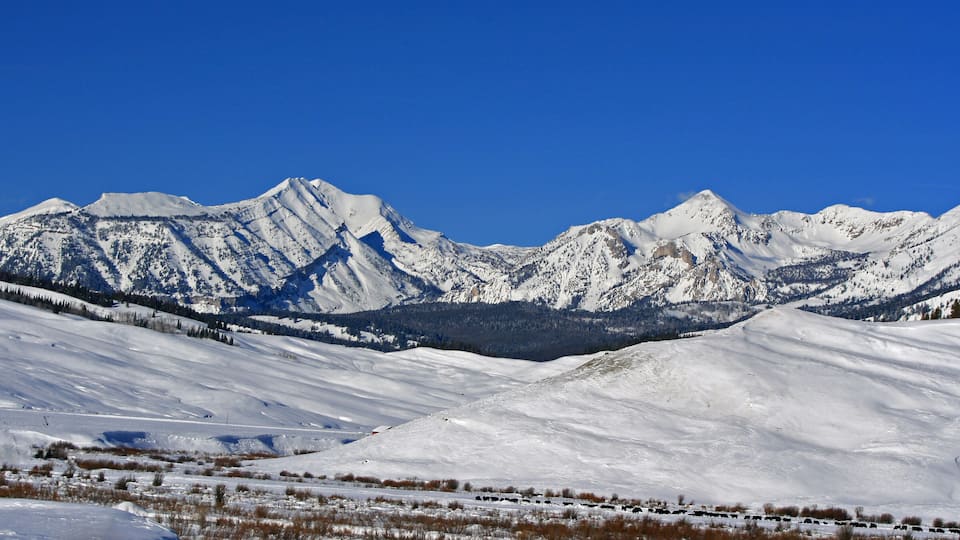 Doubletop Mountain Peak in the Gros Ventre Range in the winter