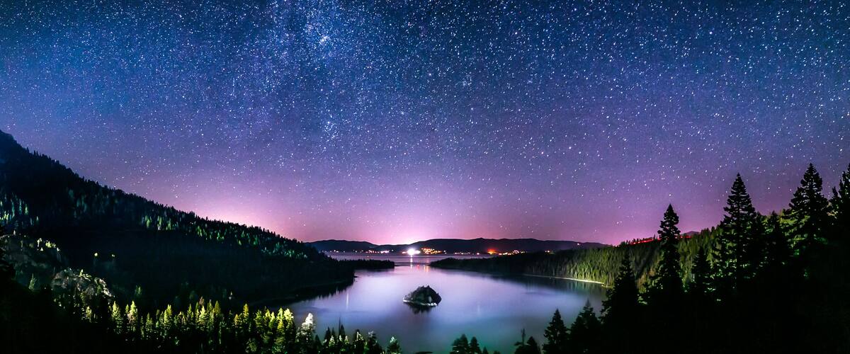 Lake Tahoe / Emerald Bay Under Bright Stars at Night