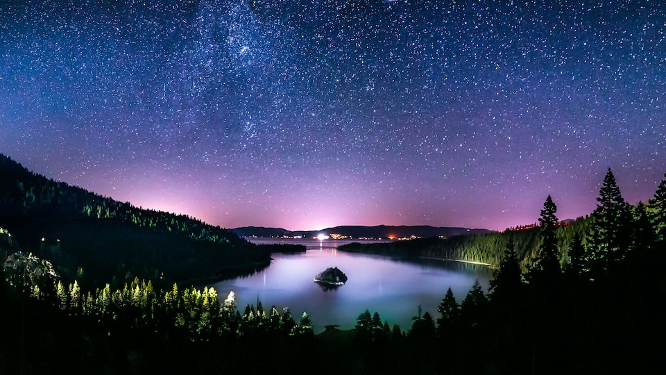 Lake Tahoe / Emerald Bay Under Bright Stars at Night
