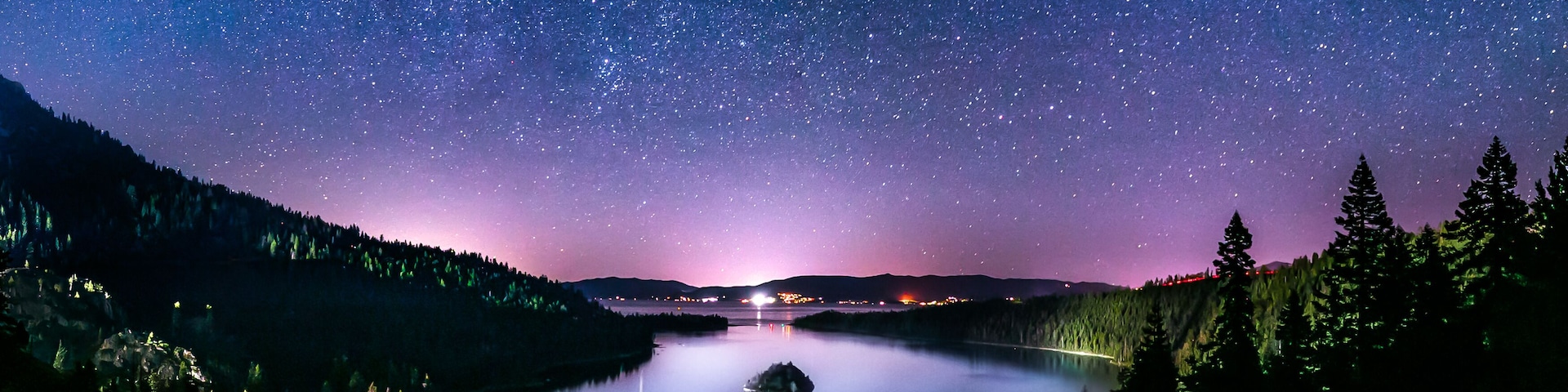 Lake Tahoe / Emerald Bay Under Bright Stars at Night