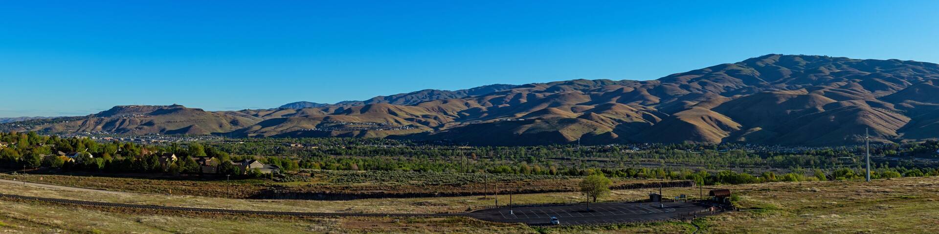A mountainous landscape with a clear sky.