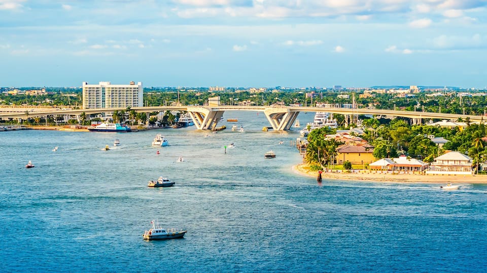 Panoramic view of port Everglades, Ft Lauderdale, Florida.
