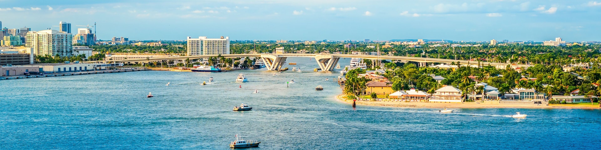 Panoramic view of port Everglades, Ft Lauderdale, Florida.
