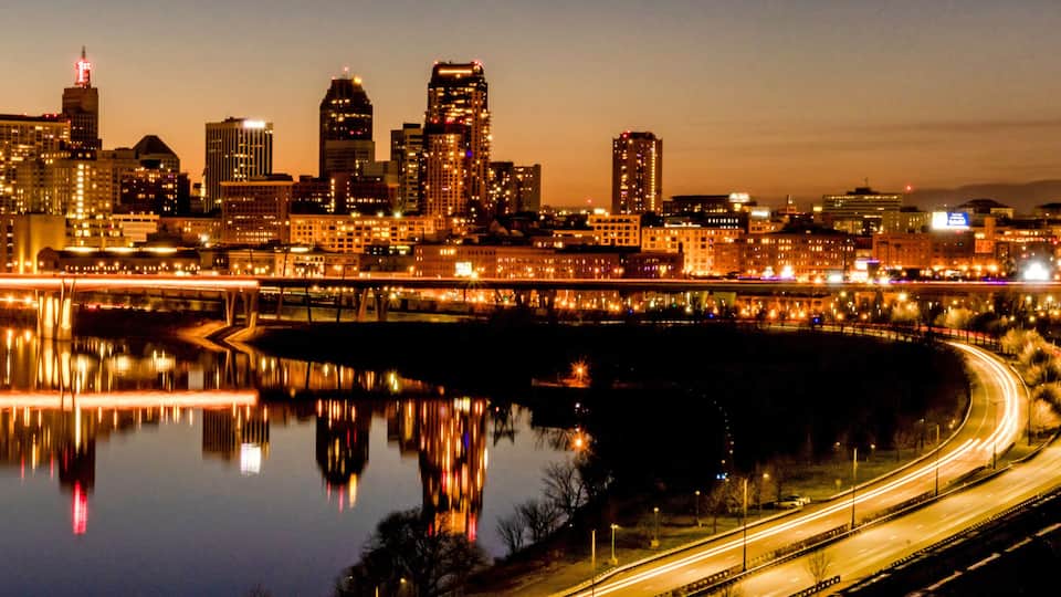 Panorama of St. Paul, Minnesota at night