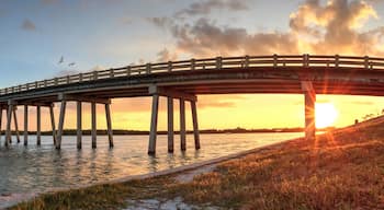 Sunset over Bridge along Estero Boulevard, crossing over New Pass from Estero Bay in Bonita Springs
