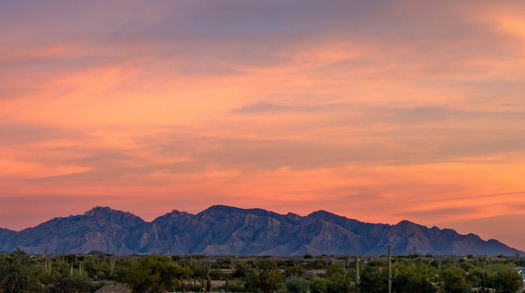 Vibrant sunset over the Santa Catalina Mountains in Tucson, Arizona.