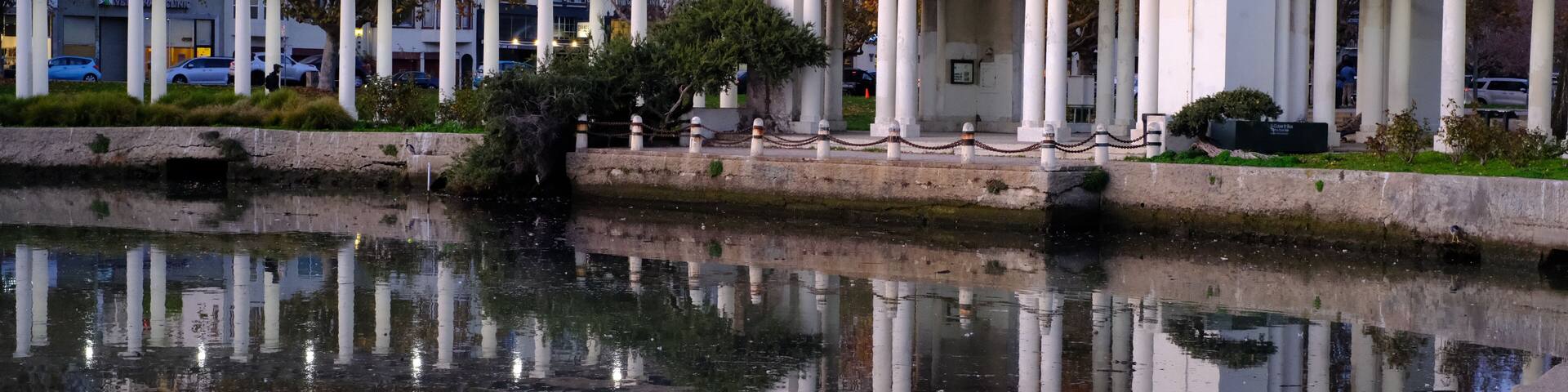 Pergola reflection on Lake Merritt