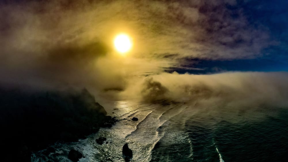 Foggy Humboldt County Coastline Northern California morning in the fall