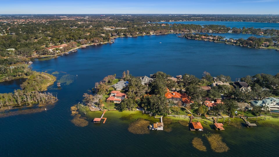 Aerial Shot of Lakeside Homes in Florida