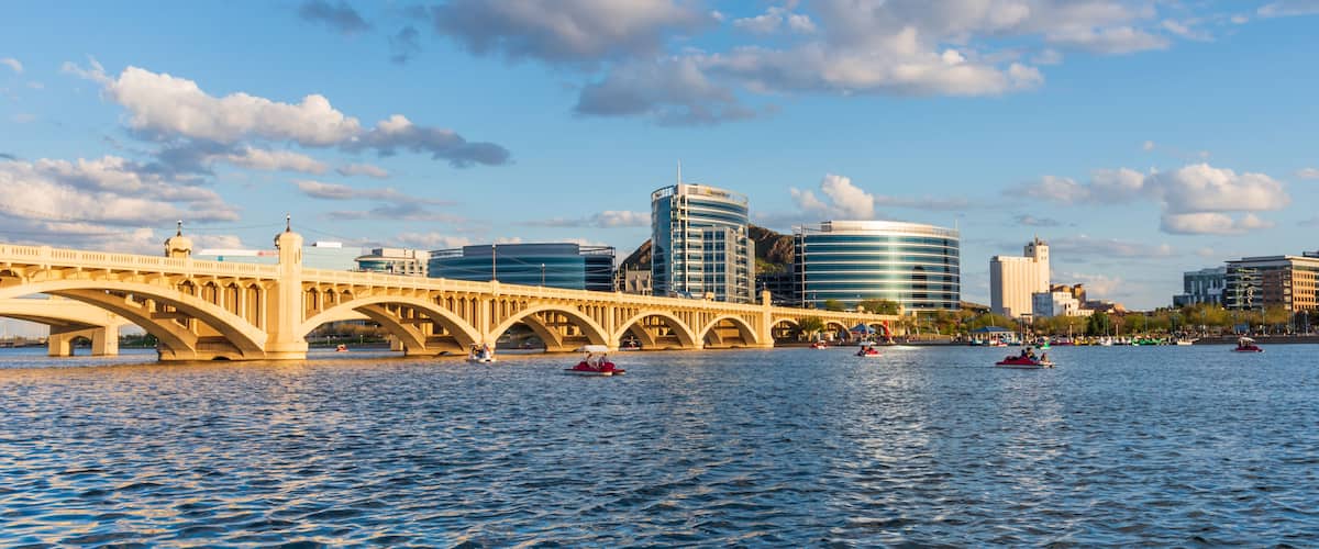 Tourists and Locals Enjoying Tempe Town Lake in Arizona