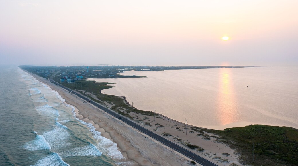 Aerial View of Cape Hatteras Seashore Looking Towards Hatteras Village in North Carolina
