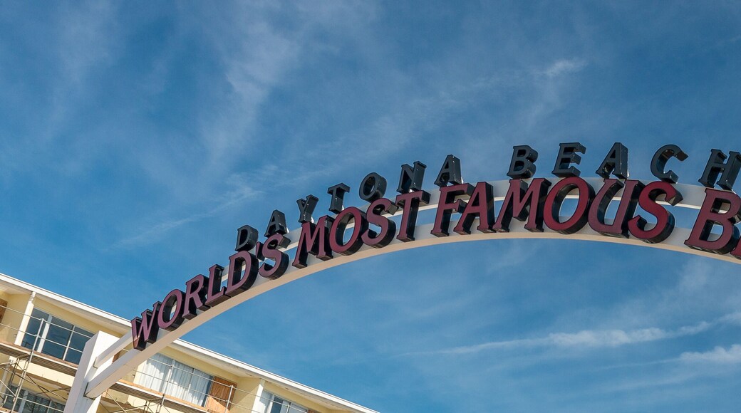 Entrance sign of beach road, Daytona Beach, Florida