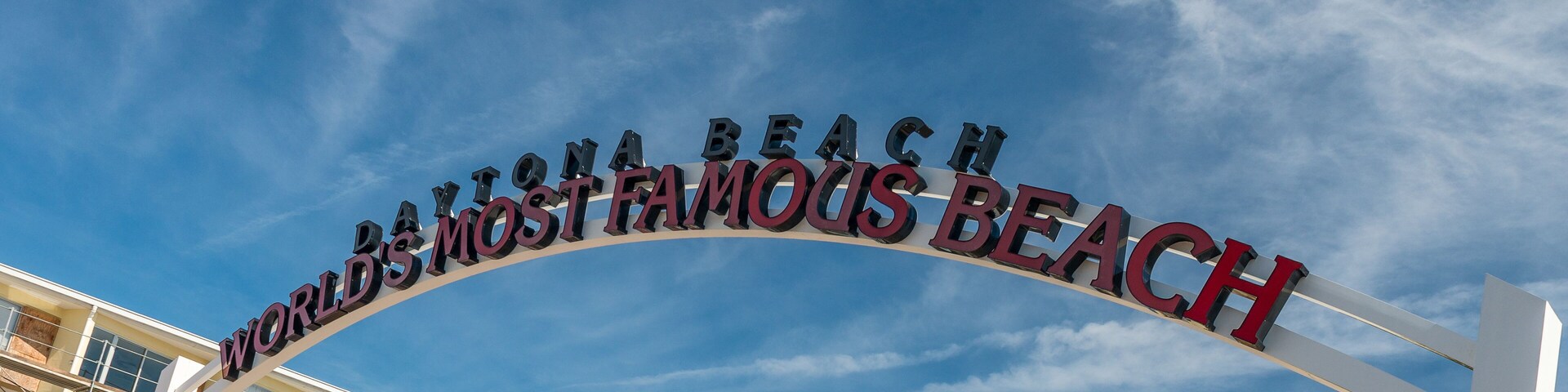 Entrance sign of beach road, Daytona Beach, Florida