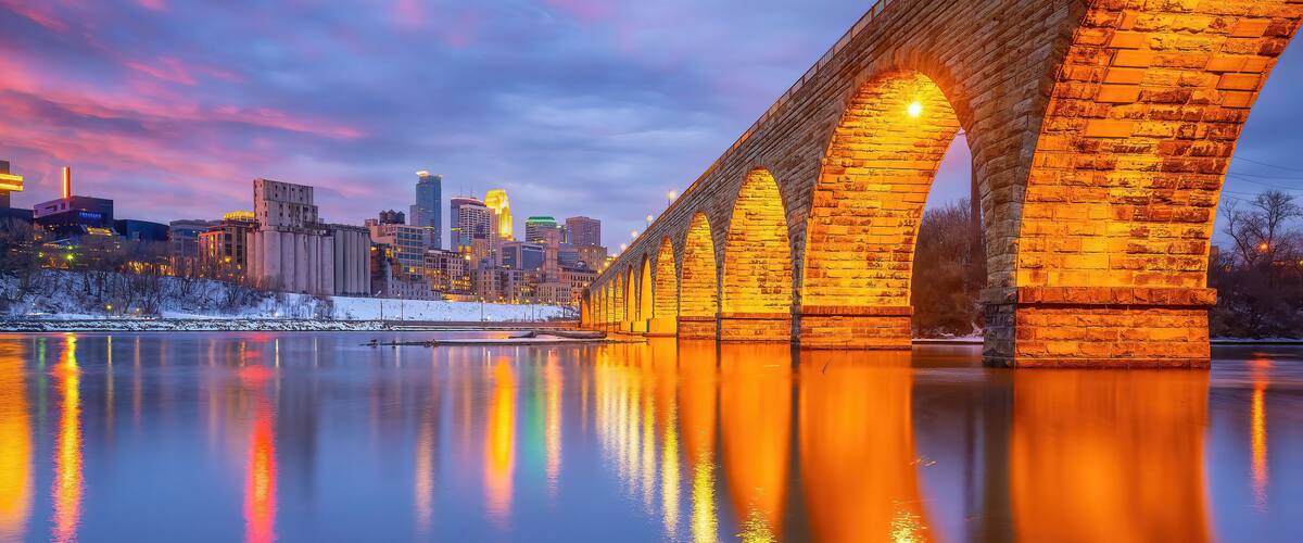Minneapolis downtown city skyline cityscape of Minnesota in USA