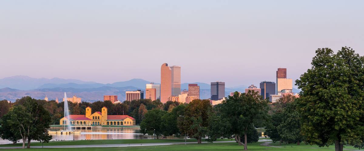 Skyline of Denver at dawn